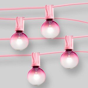20ct Outdoor String Lights G40 Warm Ombre Bulbs - Pink Wire - Room Essentials